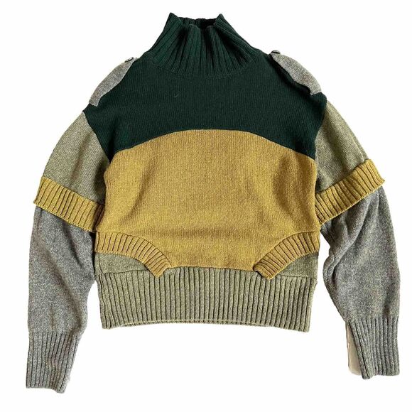 Zara Sweaters - Zara SRPLS Women’s Wool Patchwork Turtleneck Sweater Size XS Green Yellow